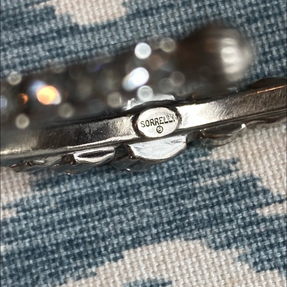 Sorrelli Dazzling Dotted Line Cuff Bracelet Silver w Clear Swarovski Crystals - Picture 7 of 12